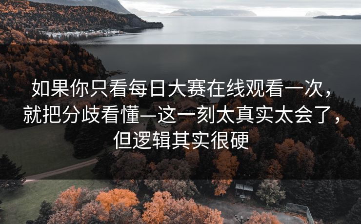 如果你只看每日大赛在线观看一次，就把分歧看懂—这一刻太真实太会了，但逻辑其实很硬